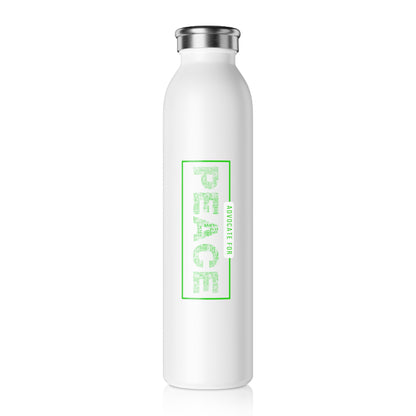 Slim Water Bottle, &quot;Advocate for Peace&quot; White