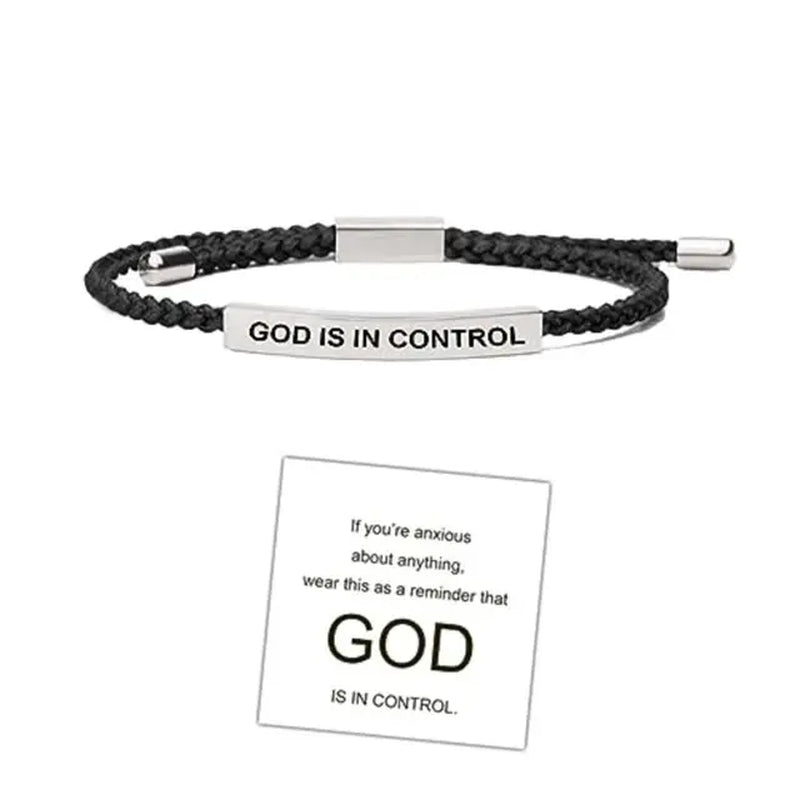 GOD IS in CONTROL Couple Bracelet Adjustable Stretchable Braided Bracelet Tube Bracelet Inspirational Bracelet Jewelry Gifts