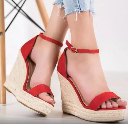 Suede Bohemia Wedges Sandals Platform High Heel Ankle Strap Open Toe Espadrilles Women Shoes Party Wedding Beach Sandal