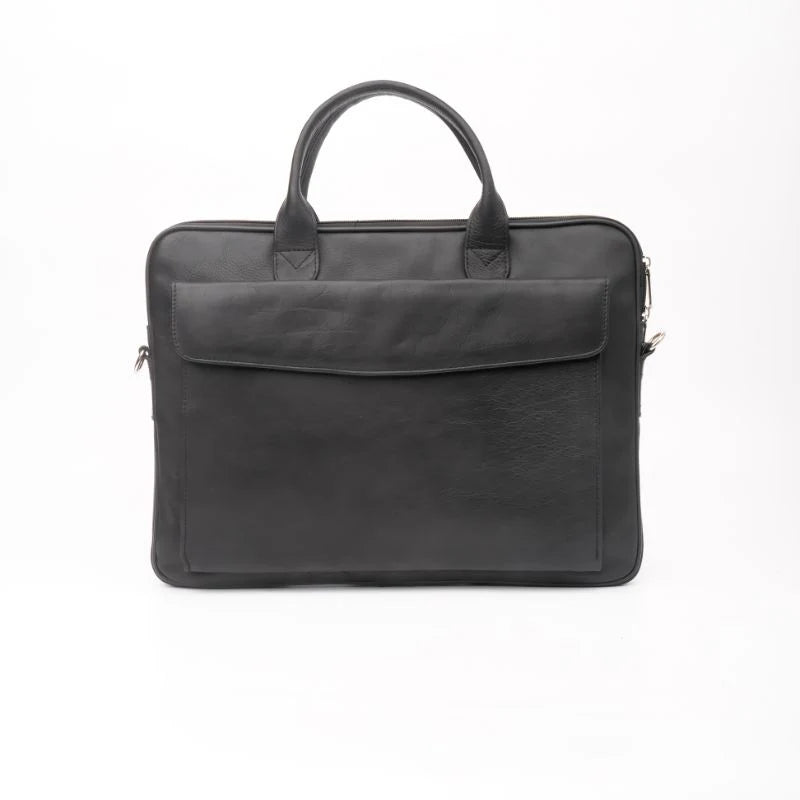 Parker Slim Leather Laptop Bag-Black