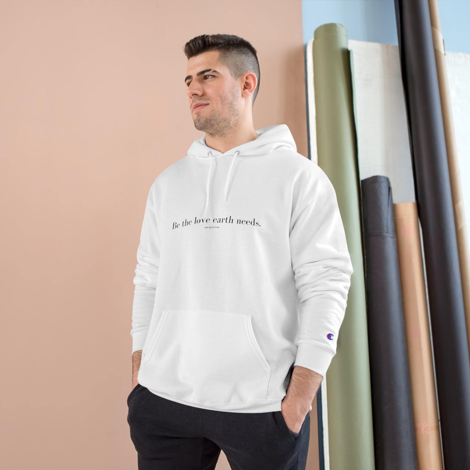 &quot;Be the Love&quot; Champion Hoodie- White