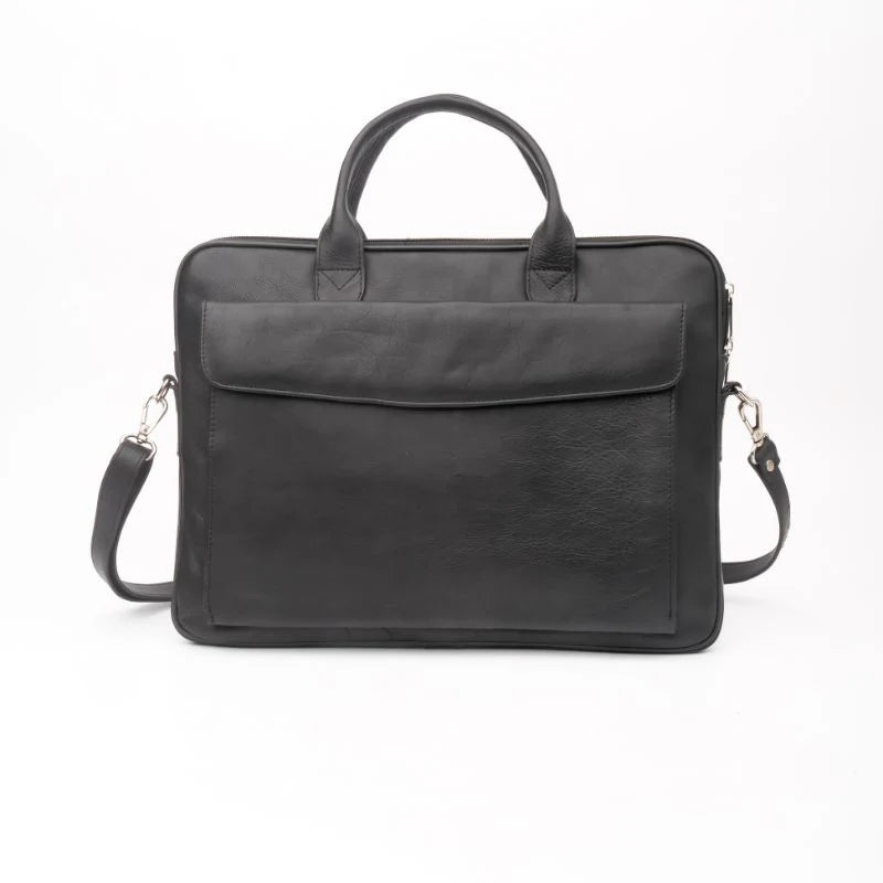 Parker Slim Leather Laptop Bag-Black