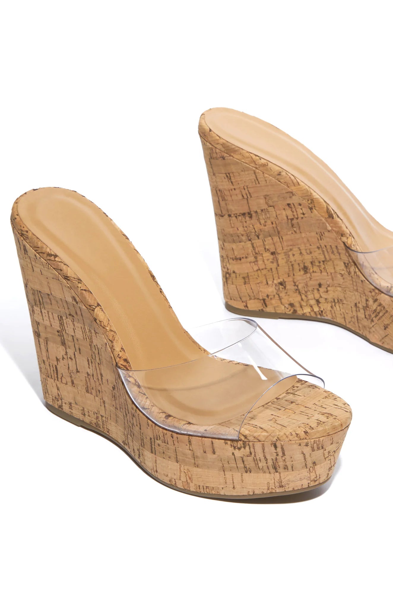 Summer in Cannes Platform Wedge Mules - Cork