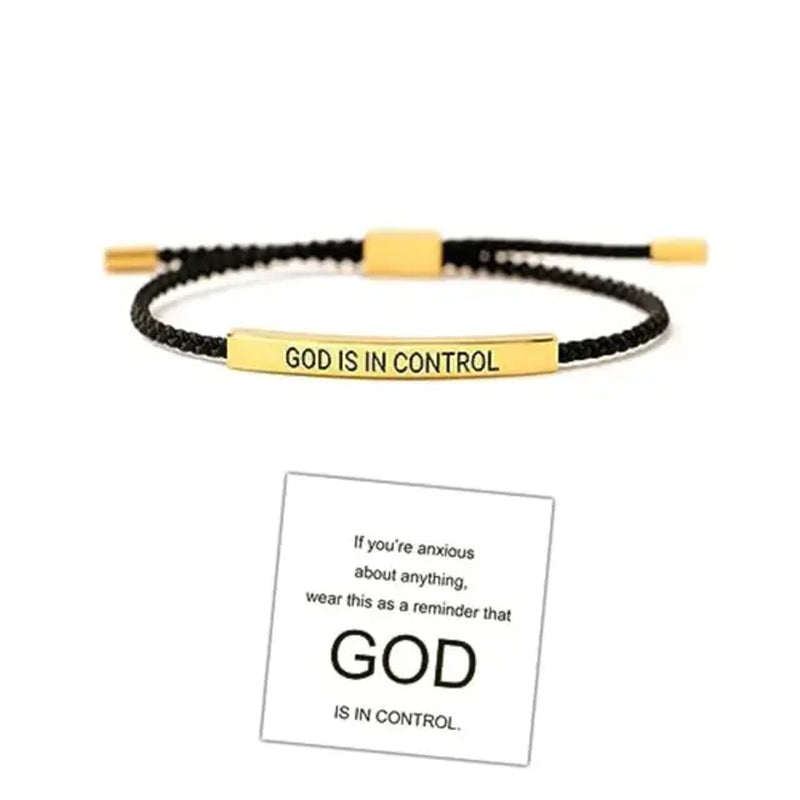 GOD IS in CONTROL Couple Bracelet Adjustable Stretchable Braided Bracelet Tube Bracelet Inspirational Bracelet Jewelry Gifts