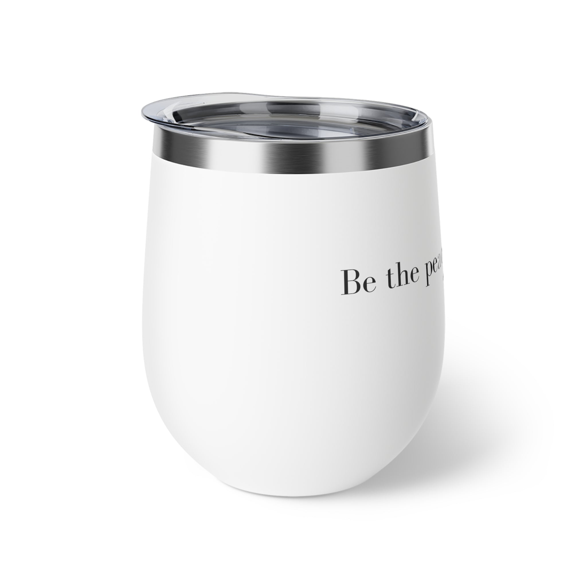 Copper Vacuum Insulated Cup, 12oz- White &quot; Be the Peace&quot;