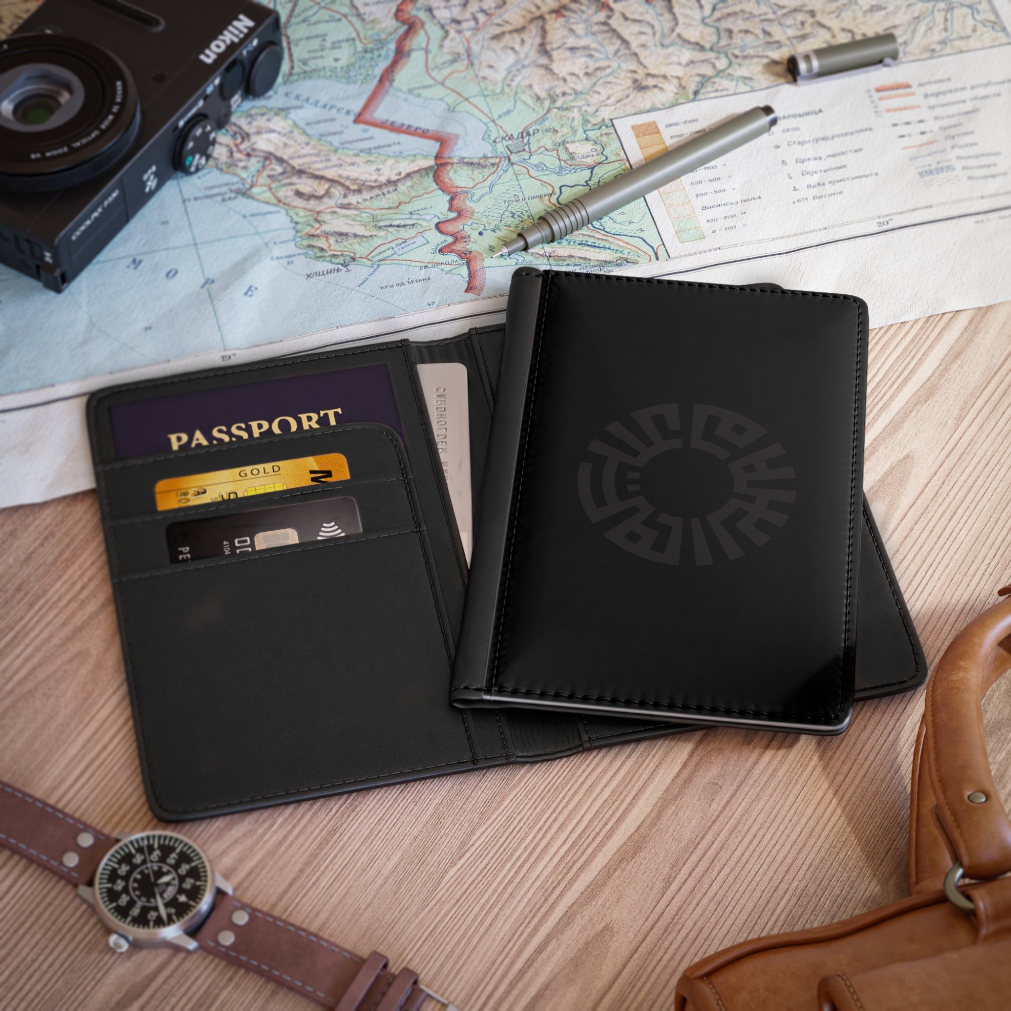 &quot;Salam&quot; Passport Cover- Black  w/ RFID blocking