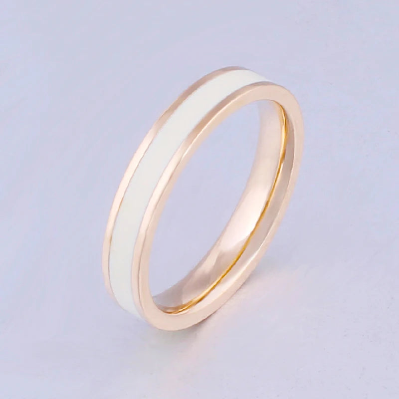 Gold Plated Ceramic Rings; 4mm Narrow White / Black / Red