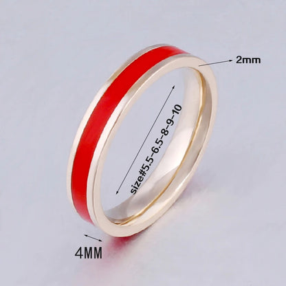 Gold Plated Ceramic Rings; 4mm Narrow White / Black / Red