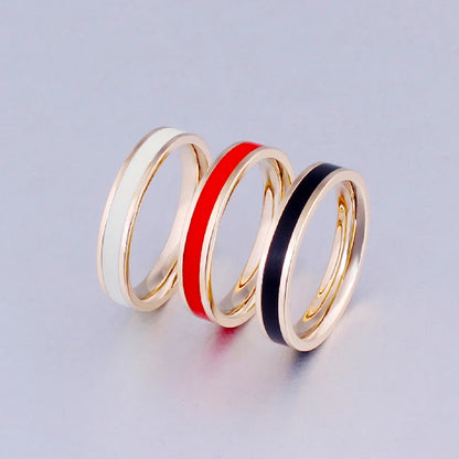 Gold Plated Ceramic Rings; 4mm Narrow White / Black / Red