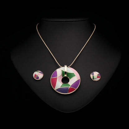 Stainless Steel Enamel Jewelry Necklace Set Gift