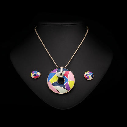 Stainless Steel Enamel Jewelry Necklace Set Gift