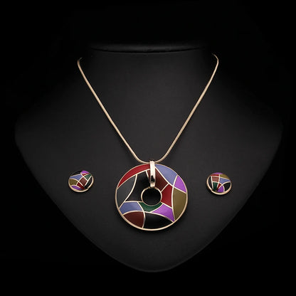 Stainless Steel Enamel Jewelry Necklace Set Gift