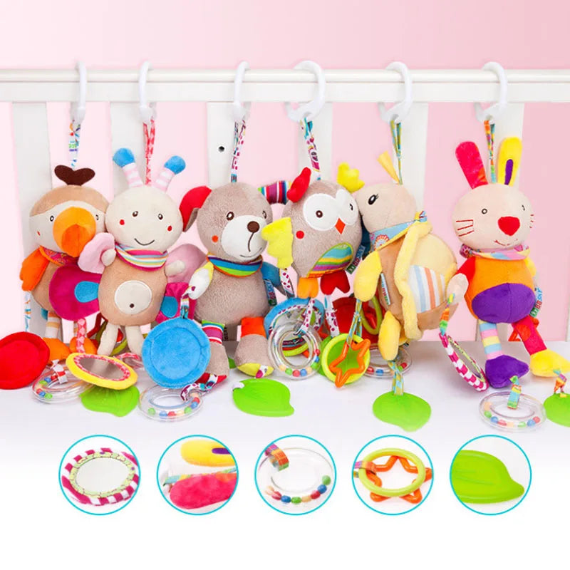 Baby Rattles Plush Stroller Cartoon Animal Toys