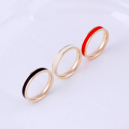 Gold Plated Ceramic Rings; 4mm Narrow White / Black / Red