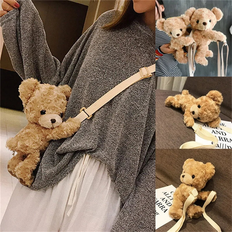 Cute Smile Bear  Soft Plush Shoulder Bag