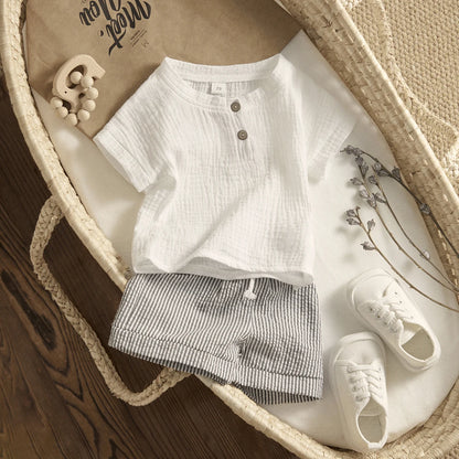 Baby Boy Striped Shorts Summer Set