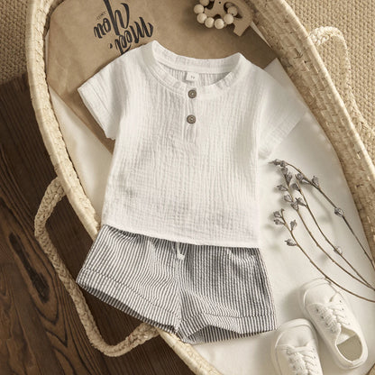 Baby Boy Striped Shorts Summer Set