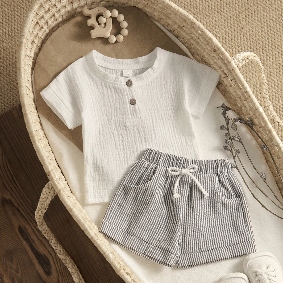 Baby Boy Striped Shorts Summer Set