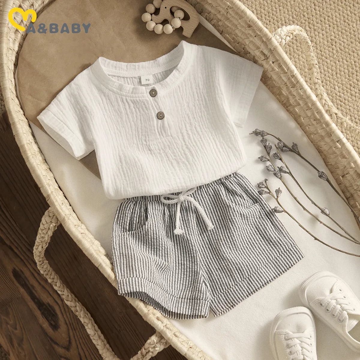 Baby Boy Striped Shorts Summer Set