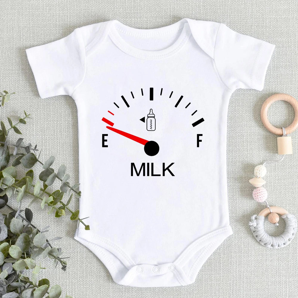 &quot;Bring Mlk&quot; White Cotton  Baby Onesie