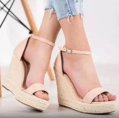 Suede Bohemia Wedges Sandals Platform High Heel Ankle Strap Open Toe Espadrilles Women Shoes Party Wedding Beach Sandal