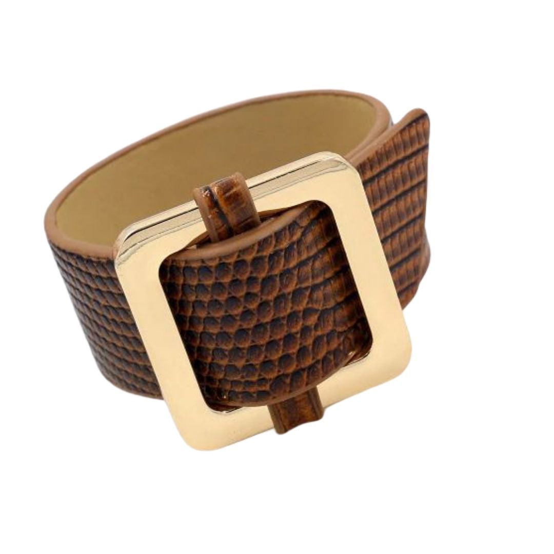 ClaudiaG Square Lock Bracelet -Coffee