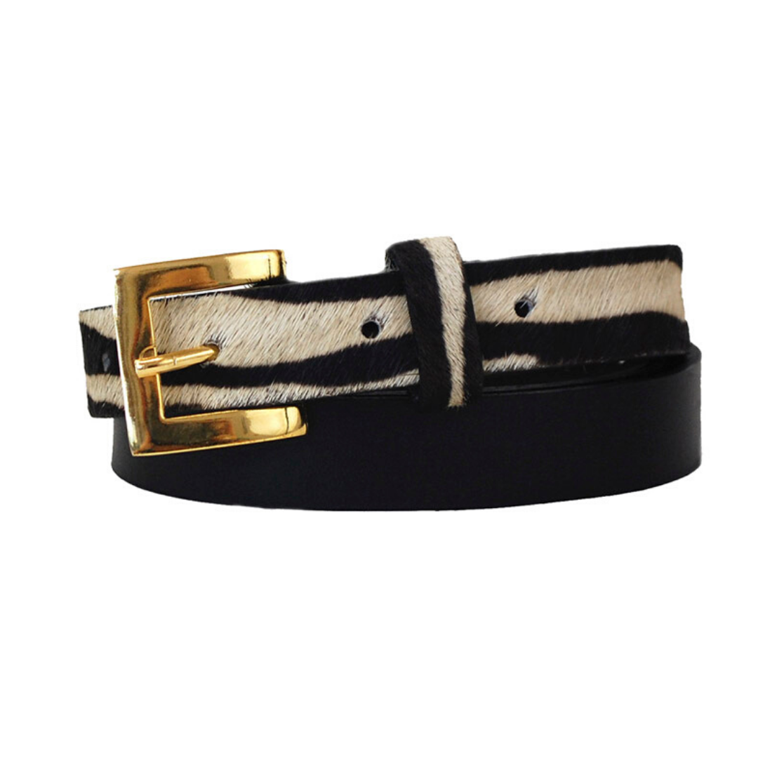 ClaudiaG Sophia Genuine Leather &amp; Cowhide Belt -Black