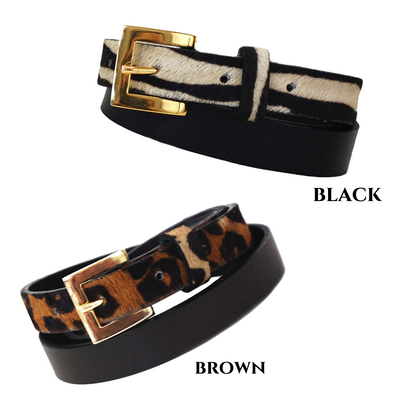 ClaudiaG Sophia Genuine Leather &amp; Cowhide Belt -Black