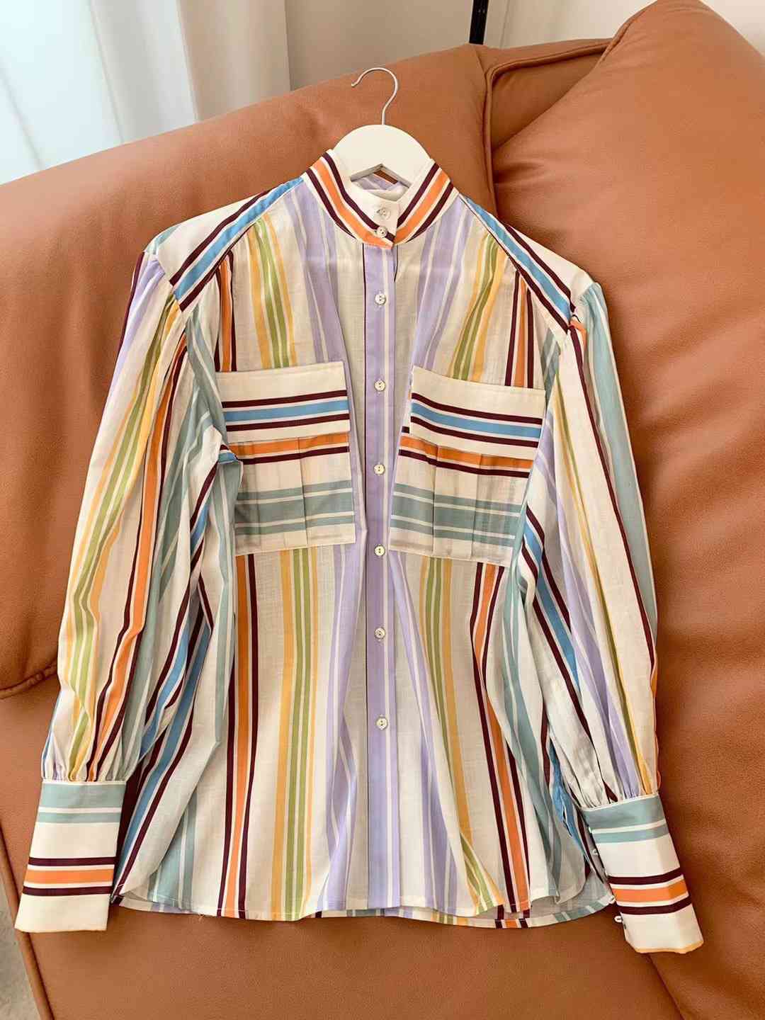 ClaudiaG Striped Lantern Sleeve Shirt