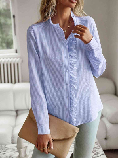 ClaudiaG Nat Ruffle Trim Shirt