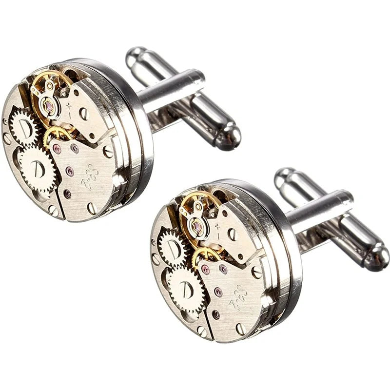 Cufflinks Deluxe Steampunk Men Cufflinks Vintage Watch Movement Shape Cufflinks Gift for Men/Father&