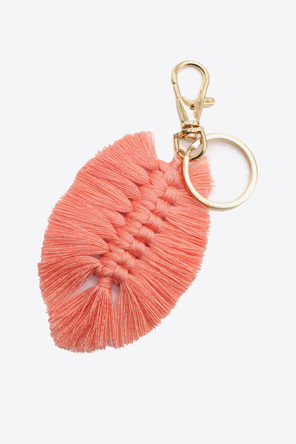 Assorted 4-Pack Leaf Shape Fringe Keychain